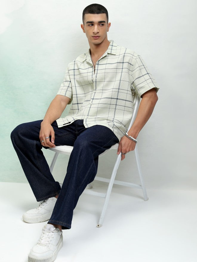 Highlander Men Green Checked Relaxed Fit Casual Shirt - Green - Image 2