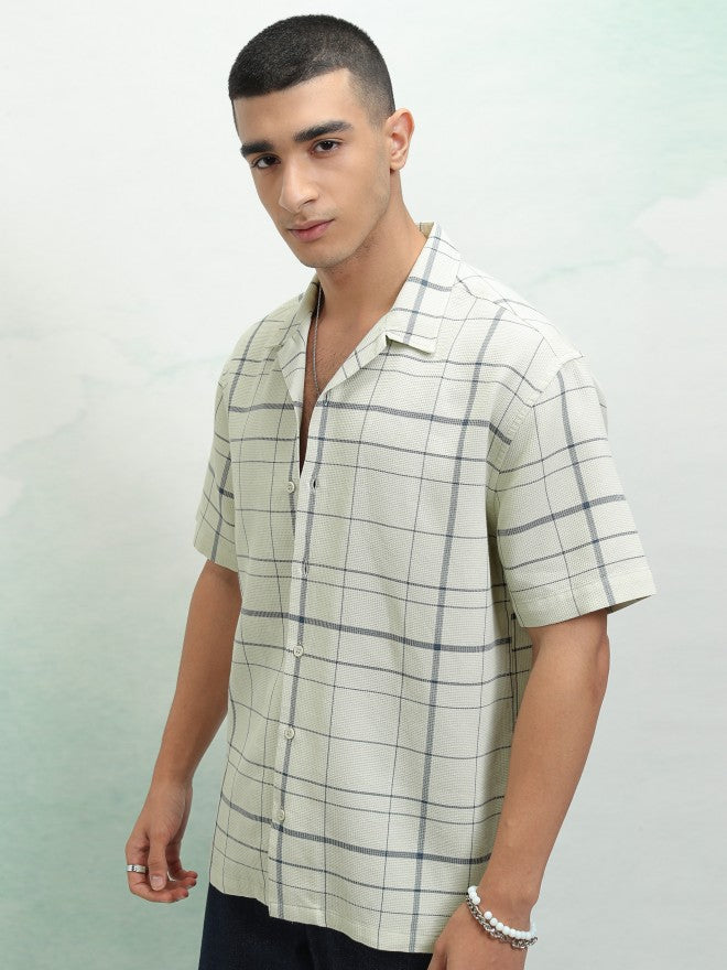 Highlander Men Green Checked Relaxed Fit Casual Shirt - Green - Image 4