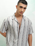 Highlander Men Grey Striped Relaxed Fit Casual Shirt - Grey - Image 1