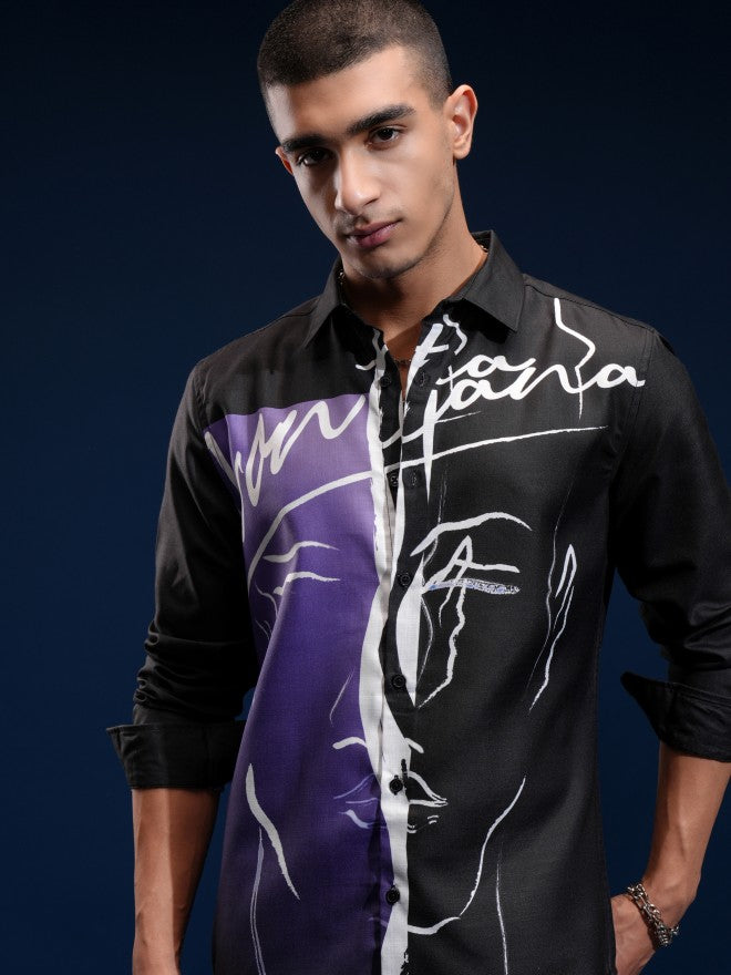 Highlander Men Black Printed Regular Fit Casual Shirt - Black - Image 1
