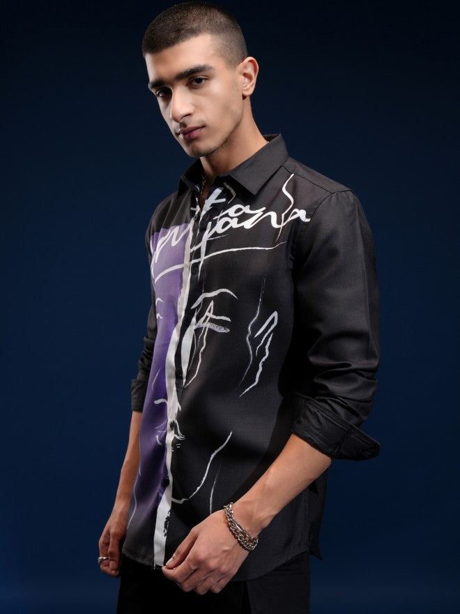 Highlander Men Black Printed Regular Fit Casual Shirt - Black - Image 4