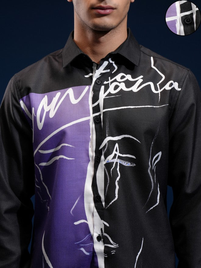 Highlander Men Black Printed Regular Fit Casual Shirt - Black - Image 5
