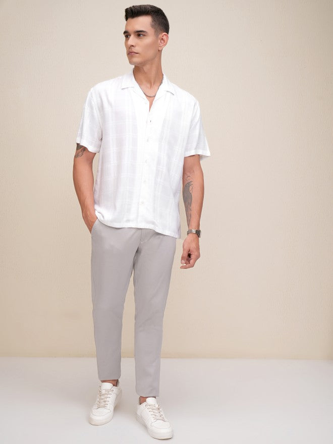 Highlander Men White Checked Relaxed Fit Casual Shirt - White - Image 2