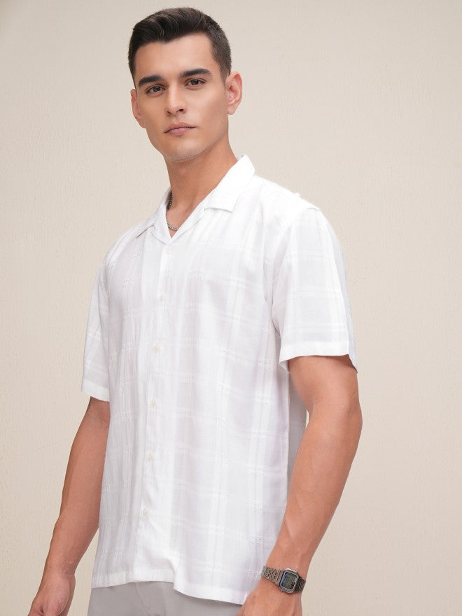 Highlander Men White Checked Relaxed Fit Casual Shirt - White - Image 4