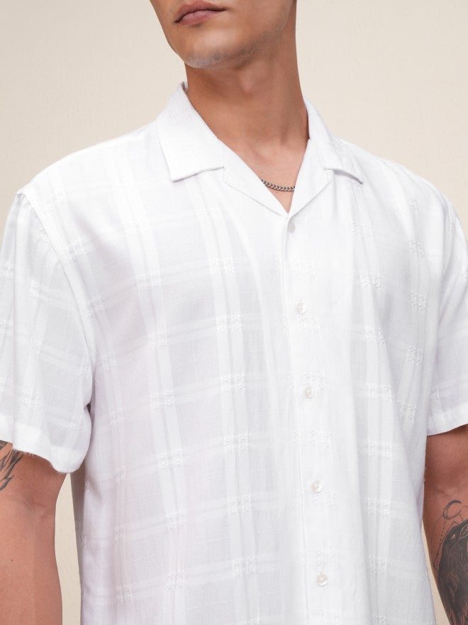 Highlander Men White Checked Relaxed Fit Casual Shirt - White - Image 5