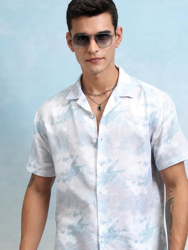 Highlander Men Blue Printed Relaxed Fit Casual Shirt - Blue - Image 1