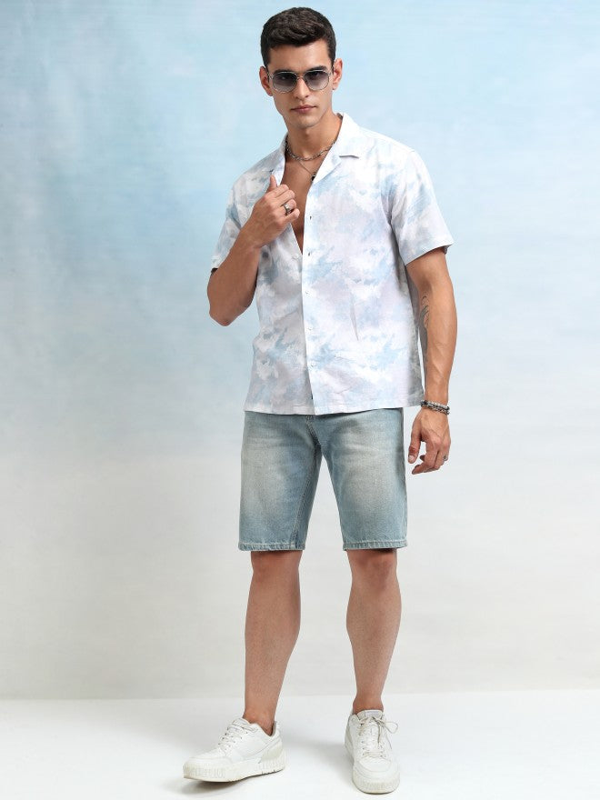 Highlander Men Blue Printed Relaxed Fit Casual Shirt - Blue - Image 2