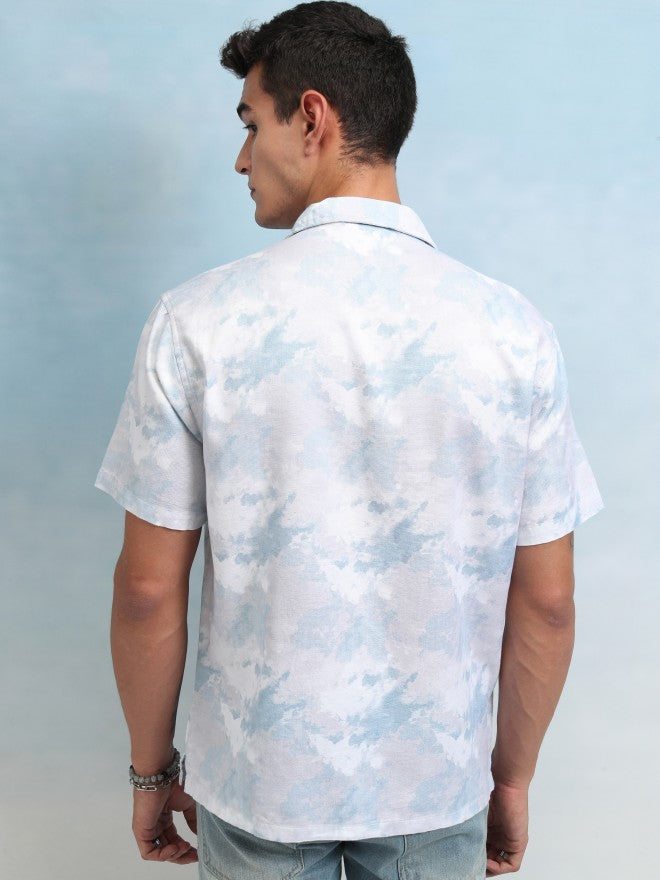 Highlander Men Blue Printed Relaxed Fit Casual Shirt - Blue - Image 3