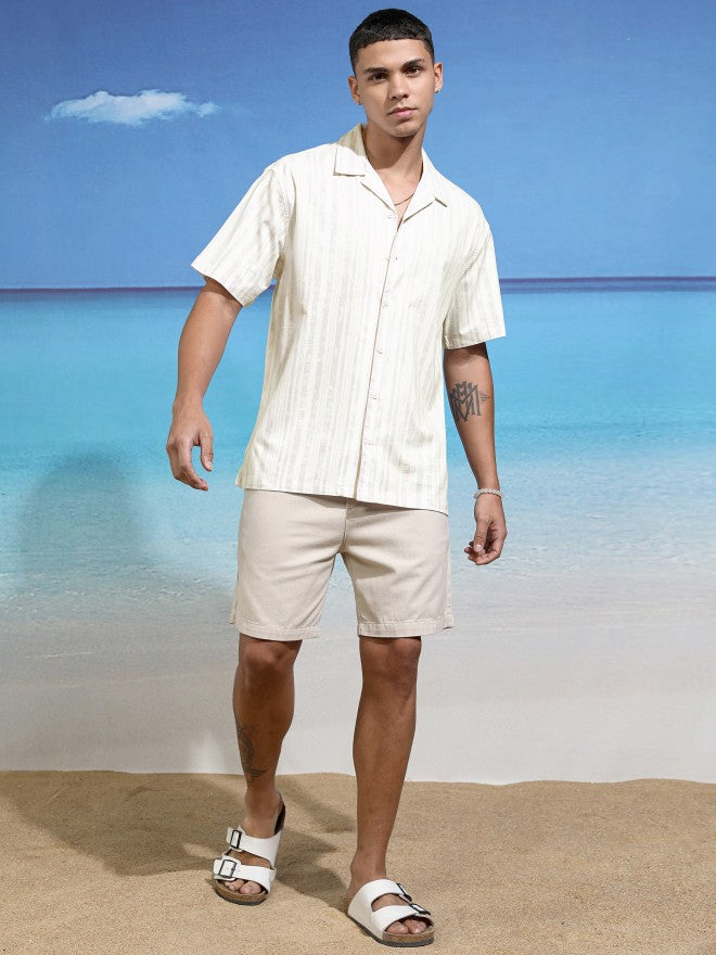 Highlander Men White Striped Relaxed Fit Casual Shirt - White - Image 2