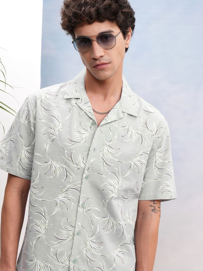 Highlander Men Green Printed Relaxed Fit Casual Shirt - Green - Image 1