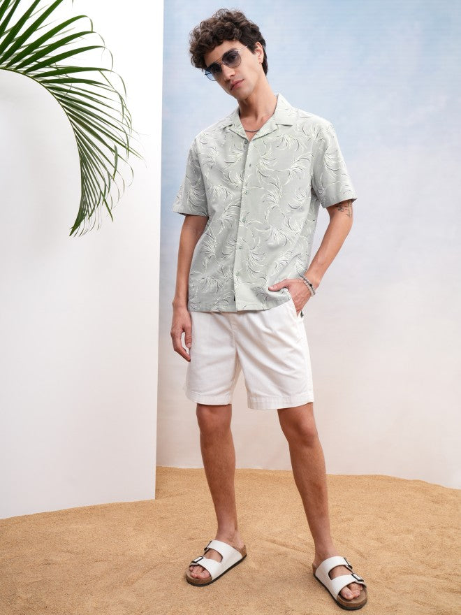 Highlander Men Green Printed Relaxed Fit Casual Shirt - Green - Image 2