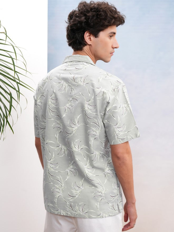 Highlander Men Green Printed Relaxed Fit Casual Shirt - Green - Image 3