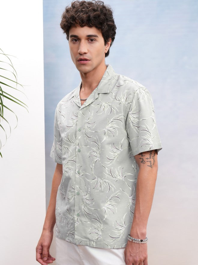 Highlander Men Green Printed Relaxed Fit Casual Shirt - Green - Image 4