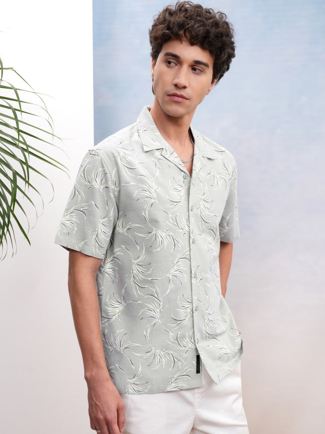 Highlander Men Green Printed Relaxed Fit Casual Shirt - Green - Image 6