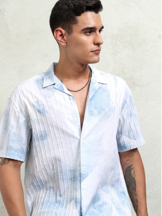Highlander Men Blue Printed Relaxed Fit Casual Shirt - Blue - Image 1