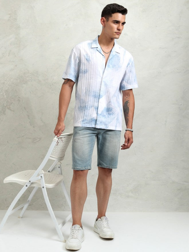 Highlander Men Blue Printed Relaxed Fit Casual Shirt - Blue - Image 2