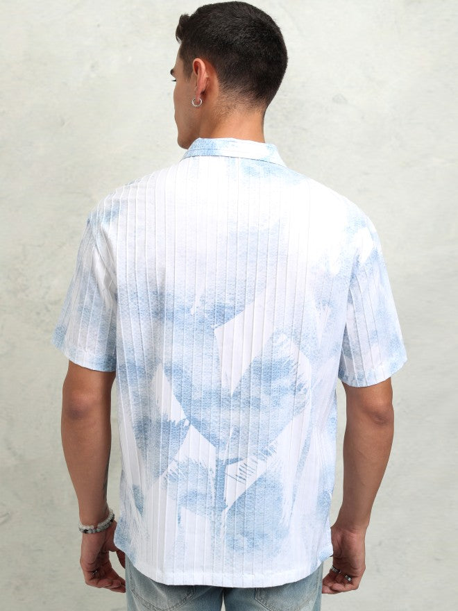 Highlander Men Blue Printed Relaxed Fit Casual Shirt - Blue - Image 3