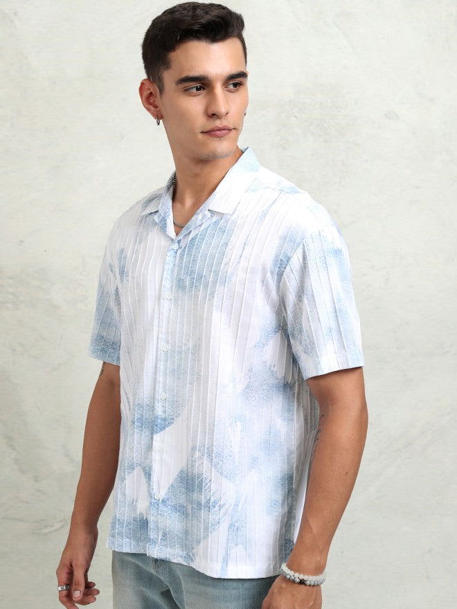 Highlander Men Blue Printed Relaxed Fit Casual Shirt - Blue - Image 4