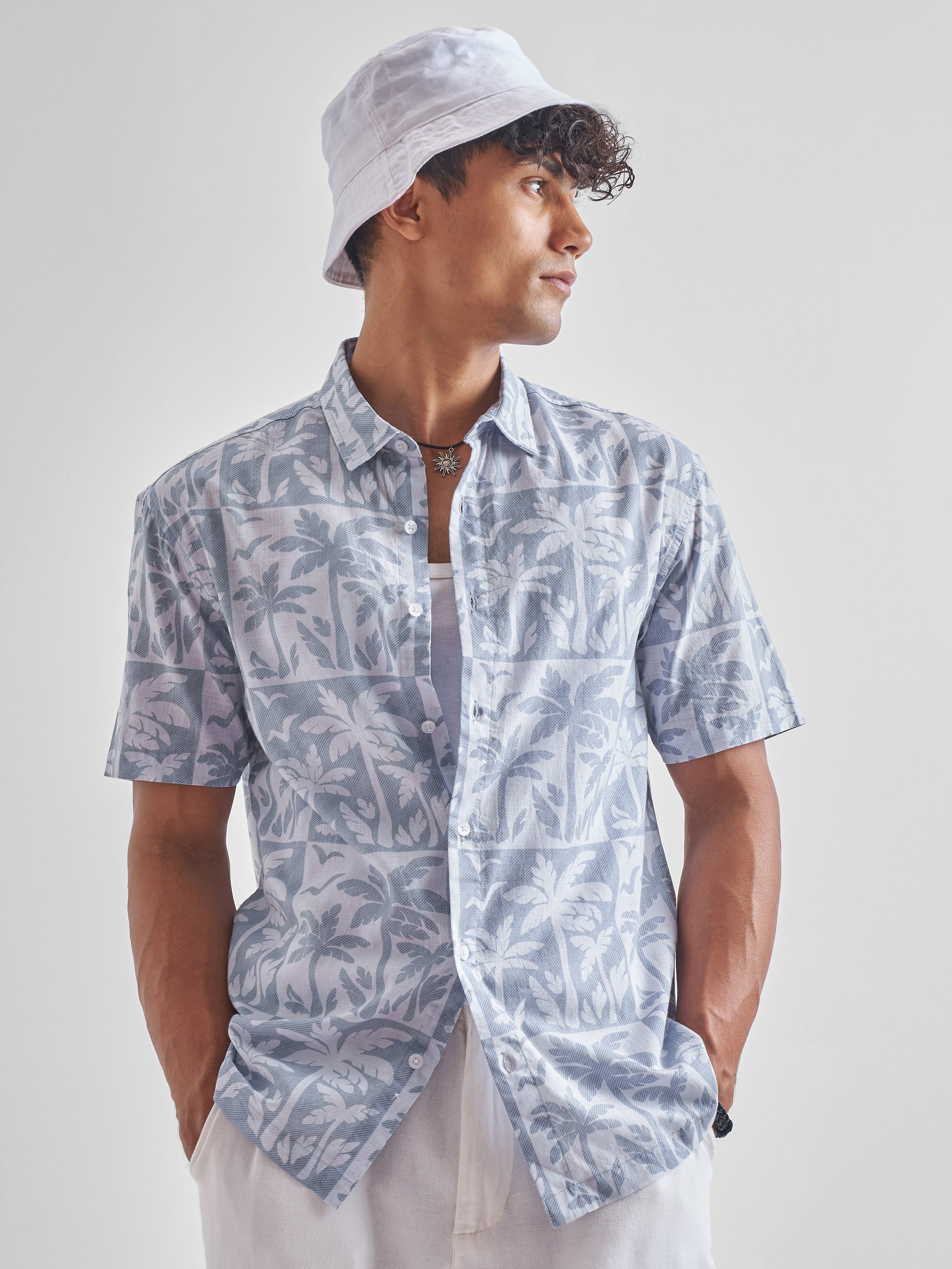 Highlander Men Blue Printed Relaxed Fit Casual Shirt - Blue - Image 1
