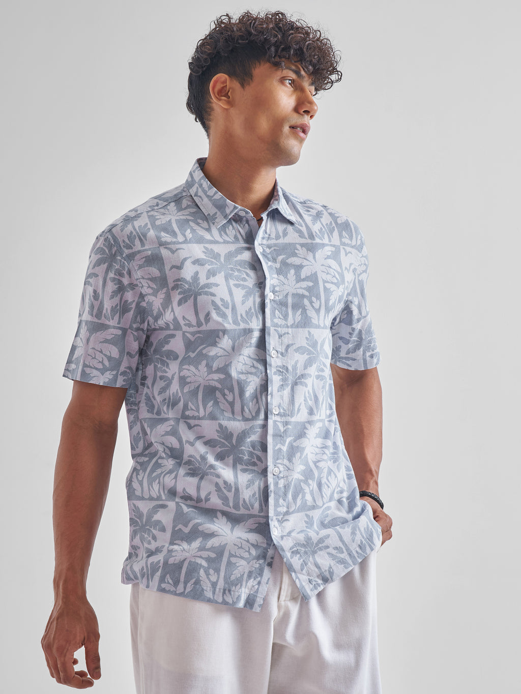 Highlander Men Blue Printed Relaxed Fit Casual Shirt - Blue - Image 6