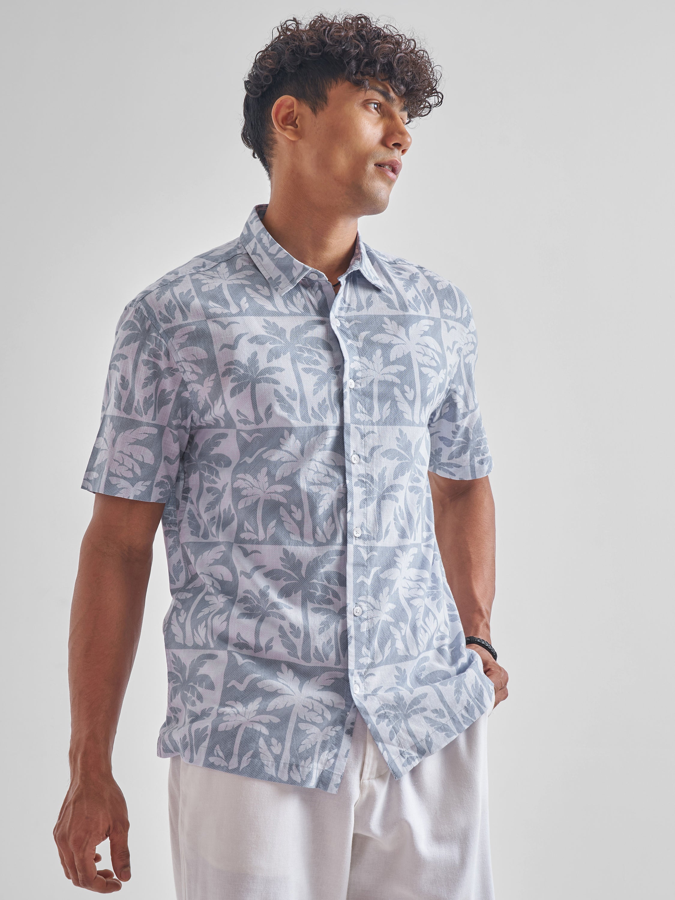 Highlander Men Blue Printed Relaxed Fit Casual Shirt - Blue - Image 6