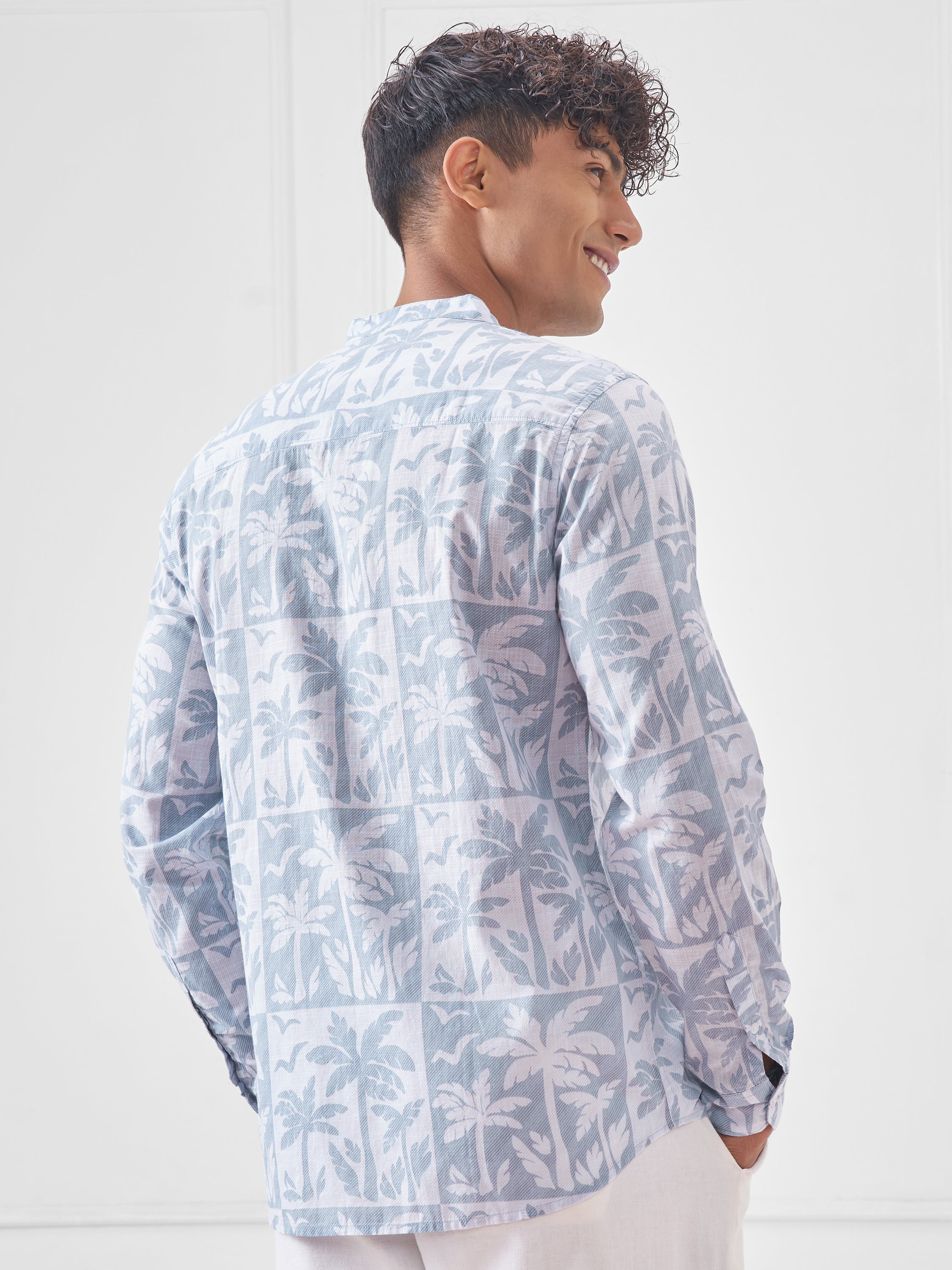 Highlander Men Blue Printed Regular Fit Casual Shirt - Blue - Image 3