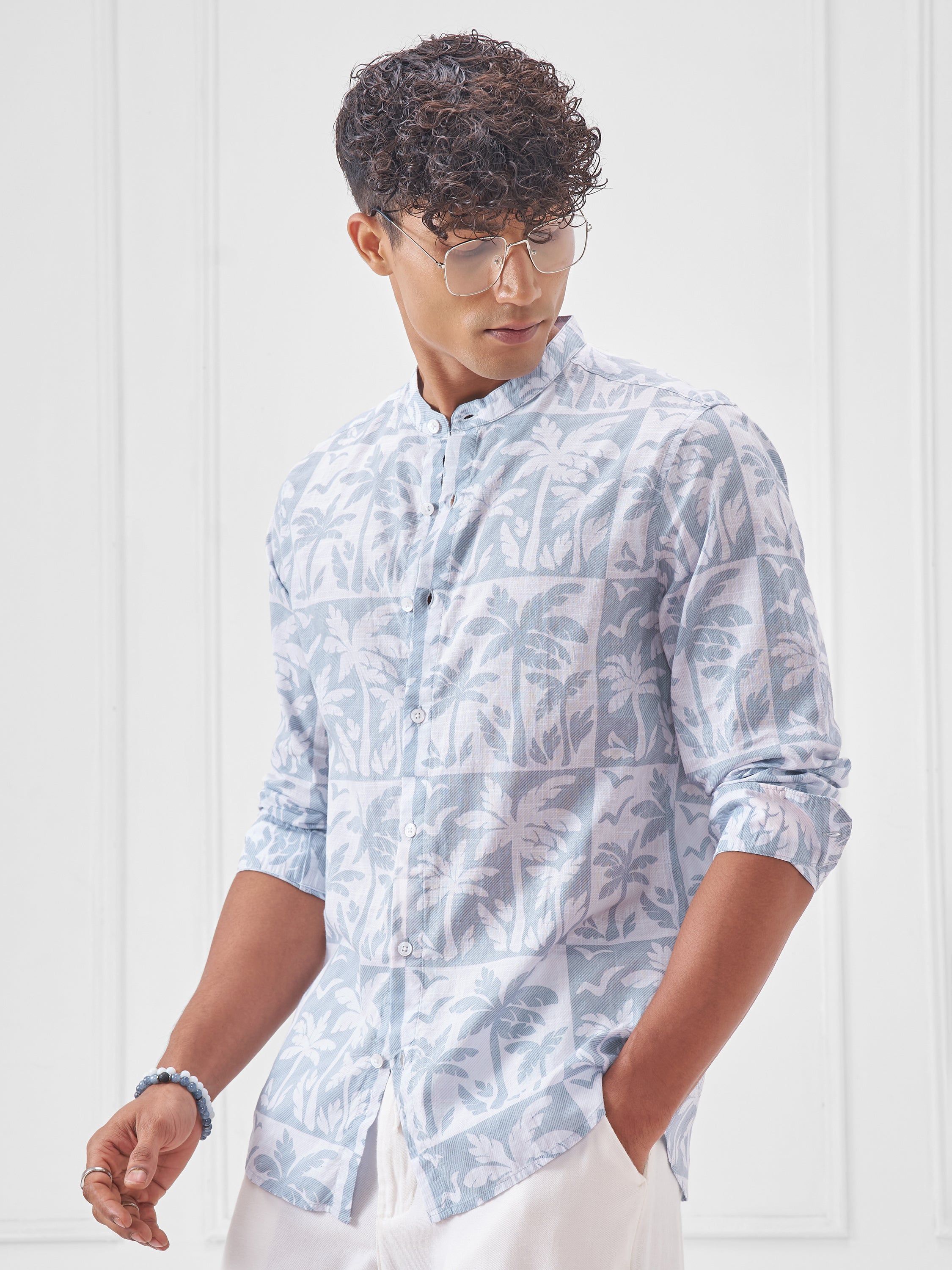 Highlander Men Blue Printed Regular Fit Casual Shirt - Blue - Image 4