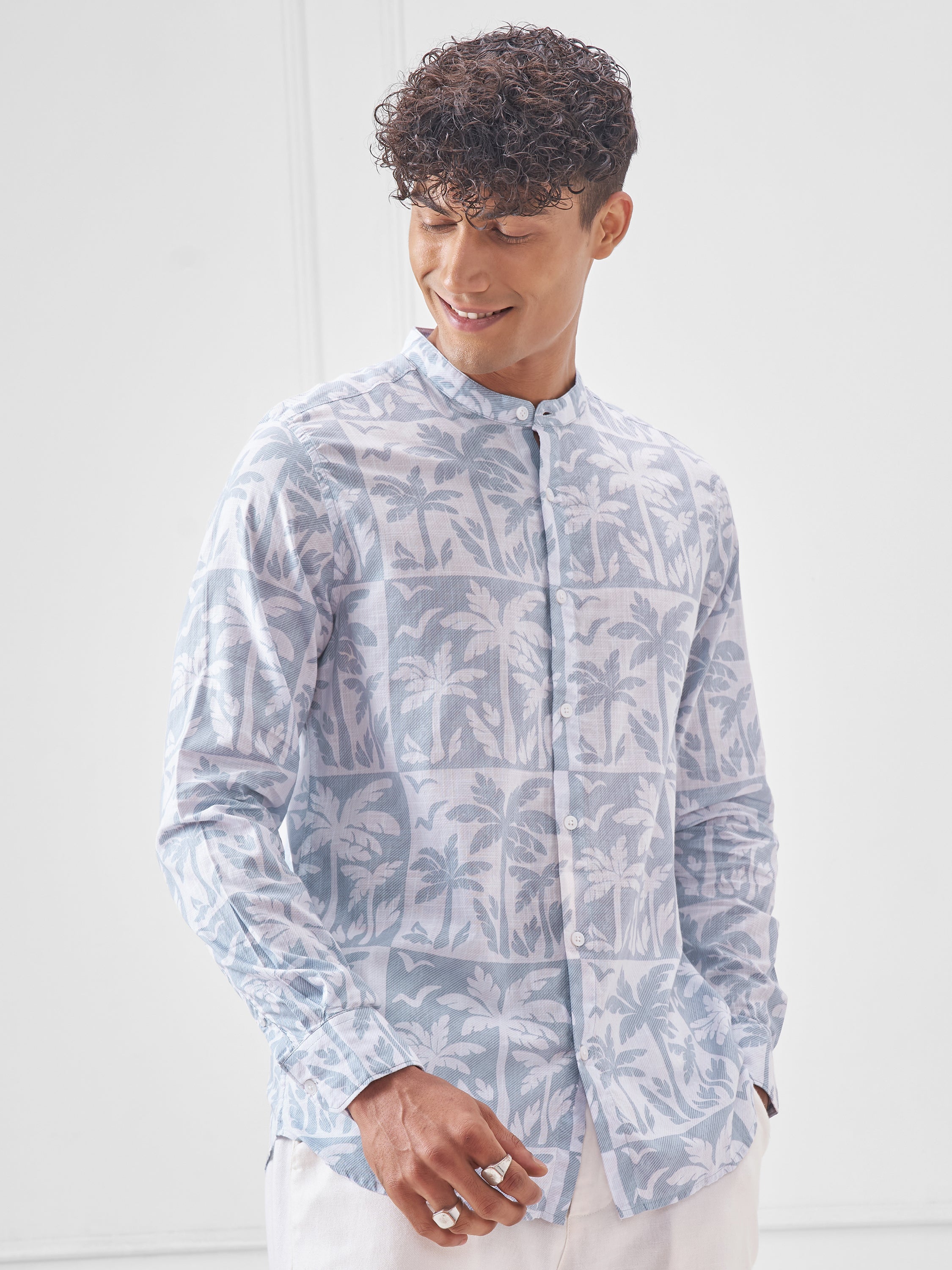 Highlander Men Blue Printed Regular Fit Casual Shirt - Blue - Image 6