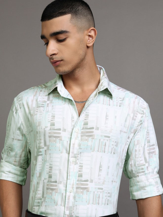 Highlander Men Green Printed Relaxed Fit Casual Shirt - Green - Image 1