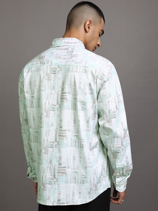 Highlander Men Green Printed Relaxed Fit Casual Shirt - Green - Image 3