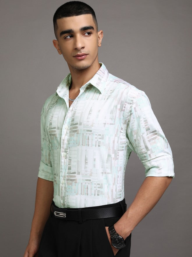 Highlander Men Green Printed Relaxed Fit Casual Shirt - Green - Image 4