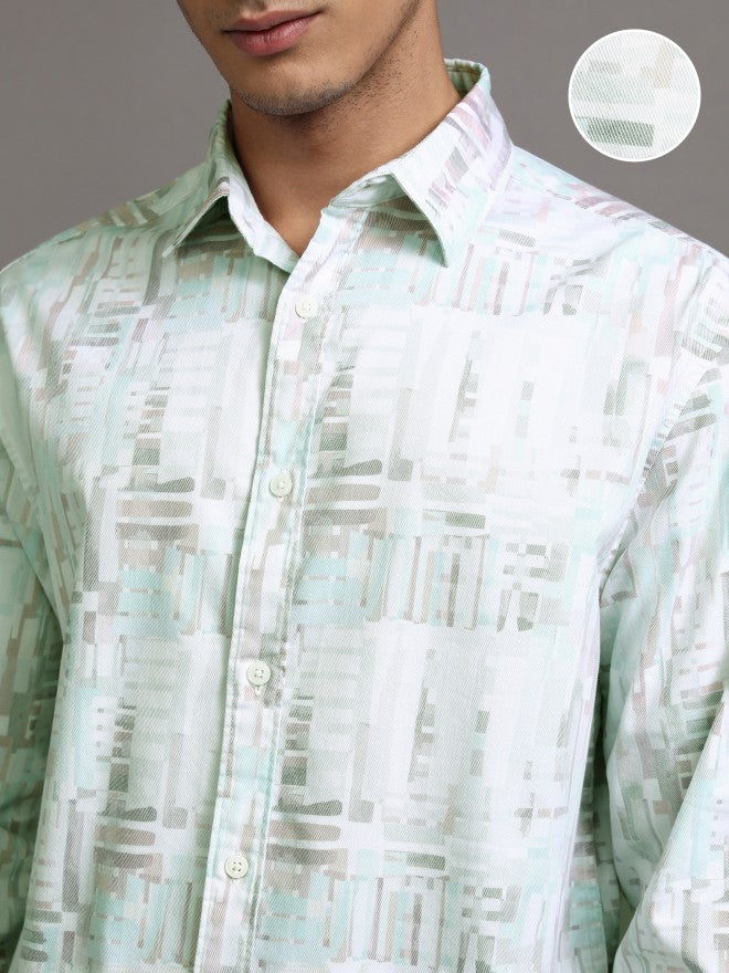 Highlander Men Green Printed Relaxed Fit Casual Shirt - Green - Image 5
