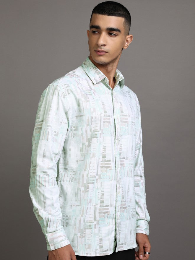 Highlander Men Green Printed Relaxed Fit Casual Shirt - Green - Image 6