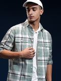 Highlander Men Green Checked Relaxed Fit Casual Shirt - Green - Image 1