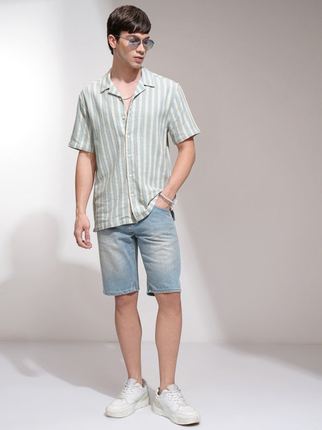 Highlander Men Beige Striped Relaxed Fit Casual Shirt - Beige - Image 2