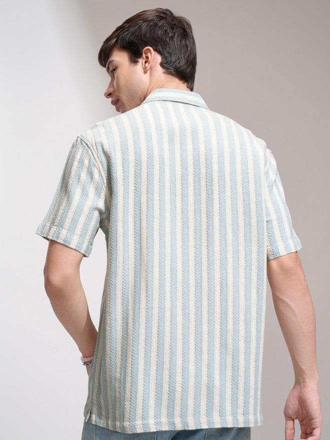 Highlander Men Beige Striped Relaxed Fit Casual Shirt - Beige - Image 3