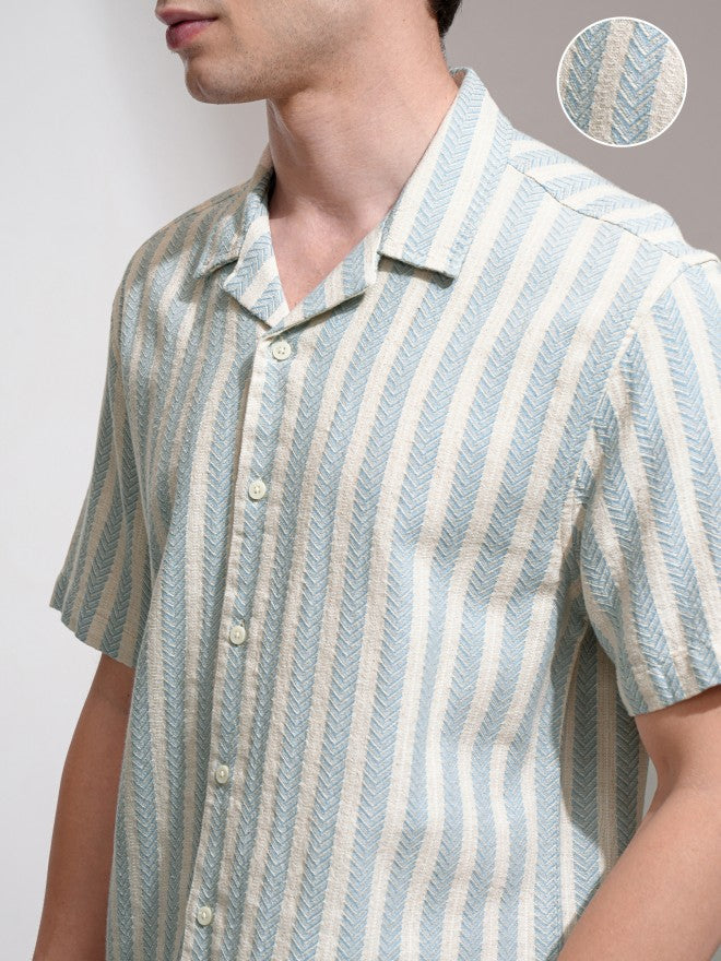 Highlander Men Beige Striped Relaxed Fit Casual Shirt - Beige - Image 5