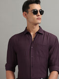 Highlander Men Purple Textured Relaxed Fit Casual Shirt - Purple - Image 1