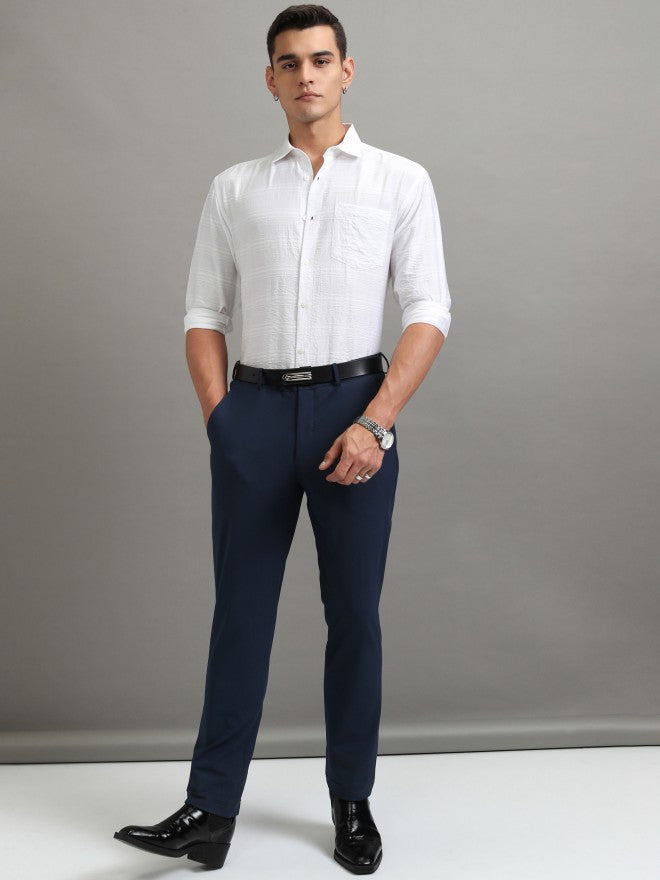 Highlander Men White Striped Relaxed Fit Casual Shirt - White - Image 2