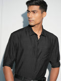Highlander Men Black Textured Relaxed Fit Casual Shirt - Black - Image 1