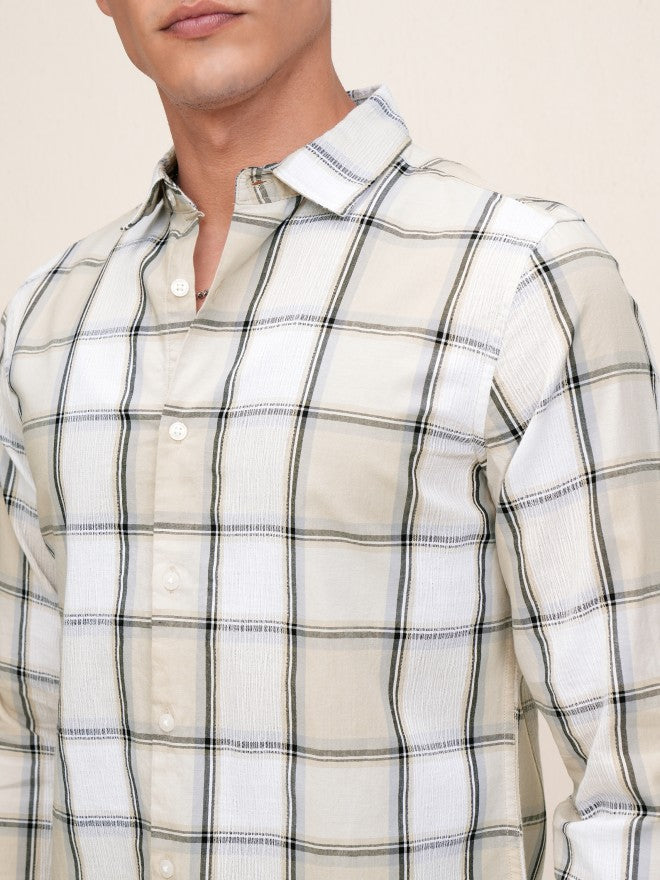Highlander Men Beige Checked Regular Fit Casual Shirt - Beige - Image 5
