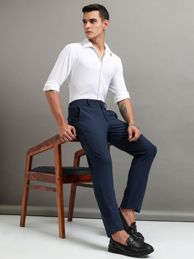 Highlander Men White Textured Regular Fit Casual Shirt - White - Image 2