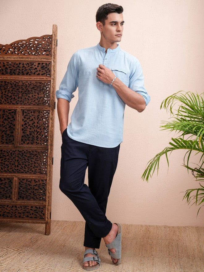 Highlander Men Blue Solid Regular Fit Casual Shirt - Blue - Image 2