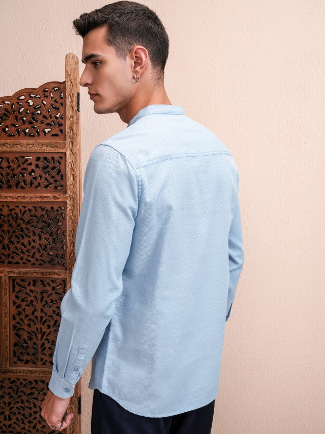 Highlander Men Blue Solid Regular Fit Casual Shirt - Blue - Image 3
