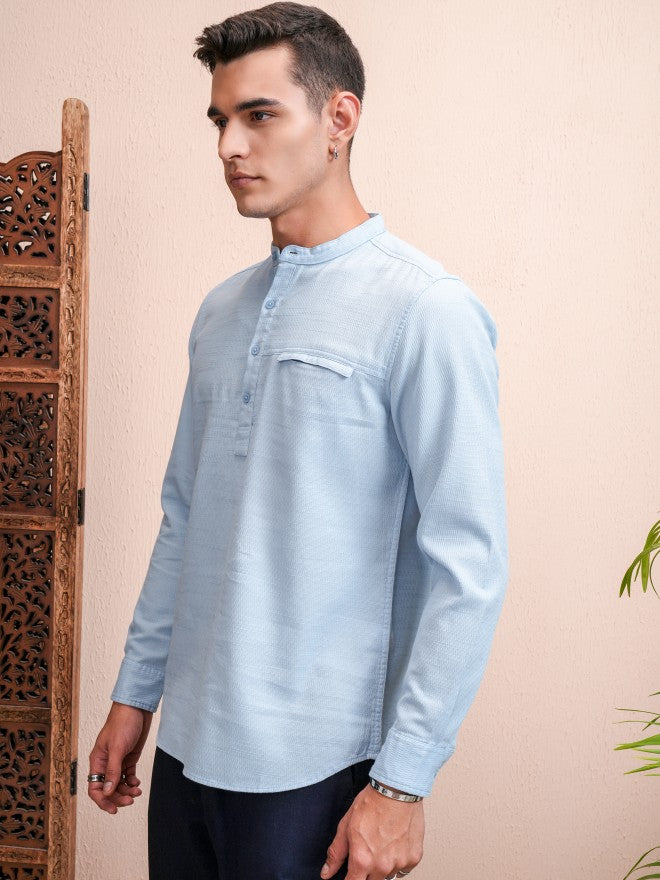 Highlander Men Blue Solid Regular Fit Casual Shirt - Blue - Image 4