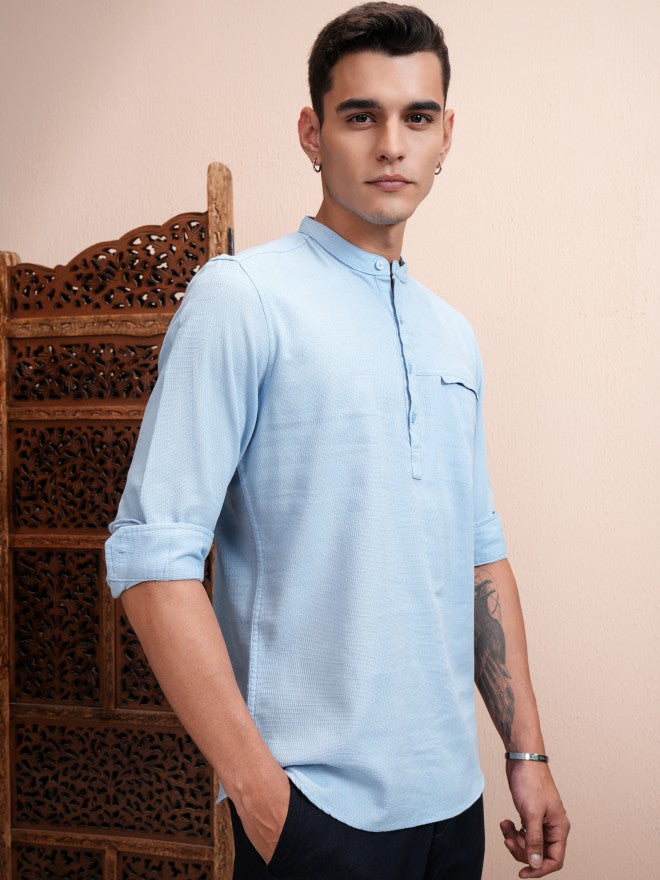 Highlander Men Blue Solid Regular Fit Casual Shirt - Blue - Image 6