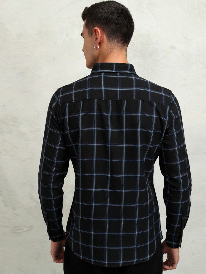 Highlander Men Black Checked Regular Fit Casual Shirt - Black - Image 3