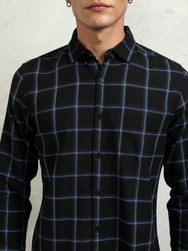 Highlander Men Black Checked Regular Fit Casual Shirt - Black - Image 5
