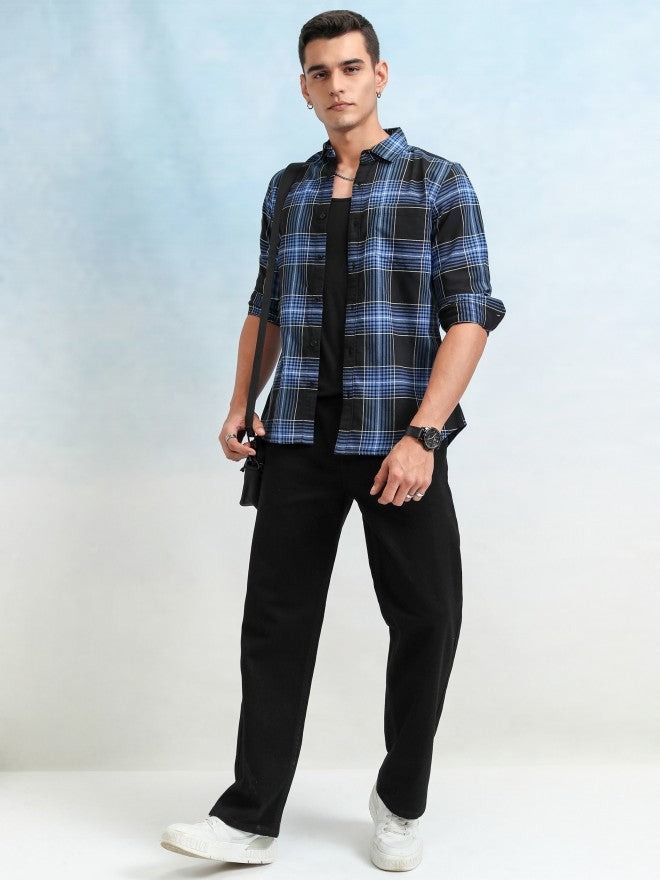 Highlander Men Black Checked Regular Fit Casual Shirt - Black - Image 2