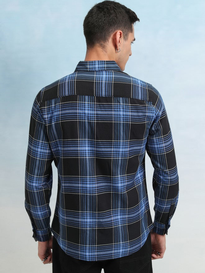 Highlander Men Black Checked Regular Fit Casual Shirt - Black - Image 3